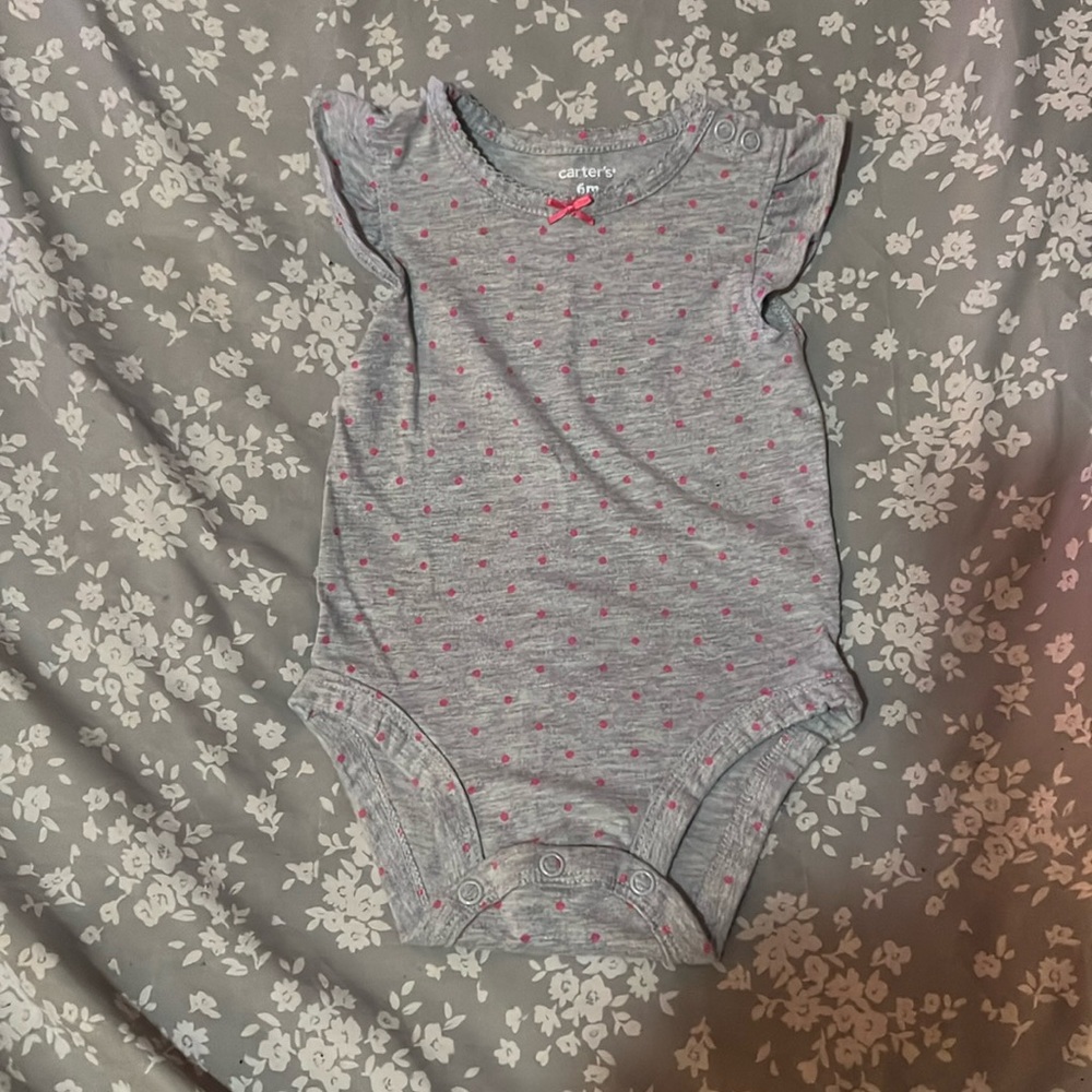 Gray polka dot onesie